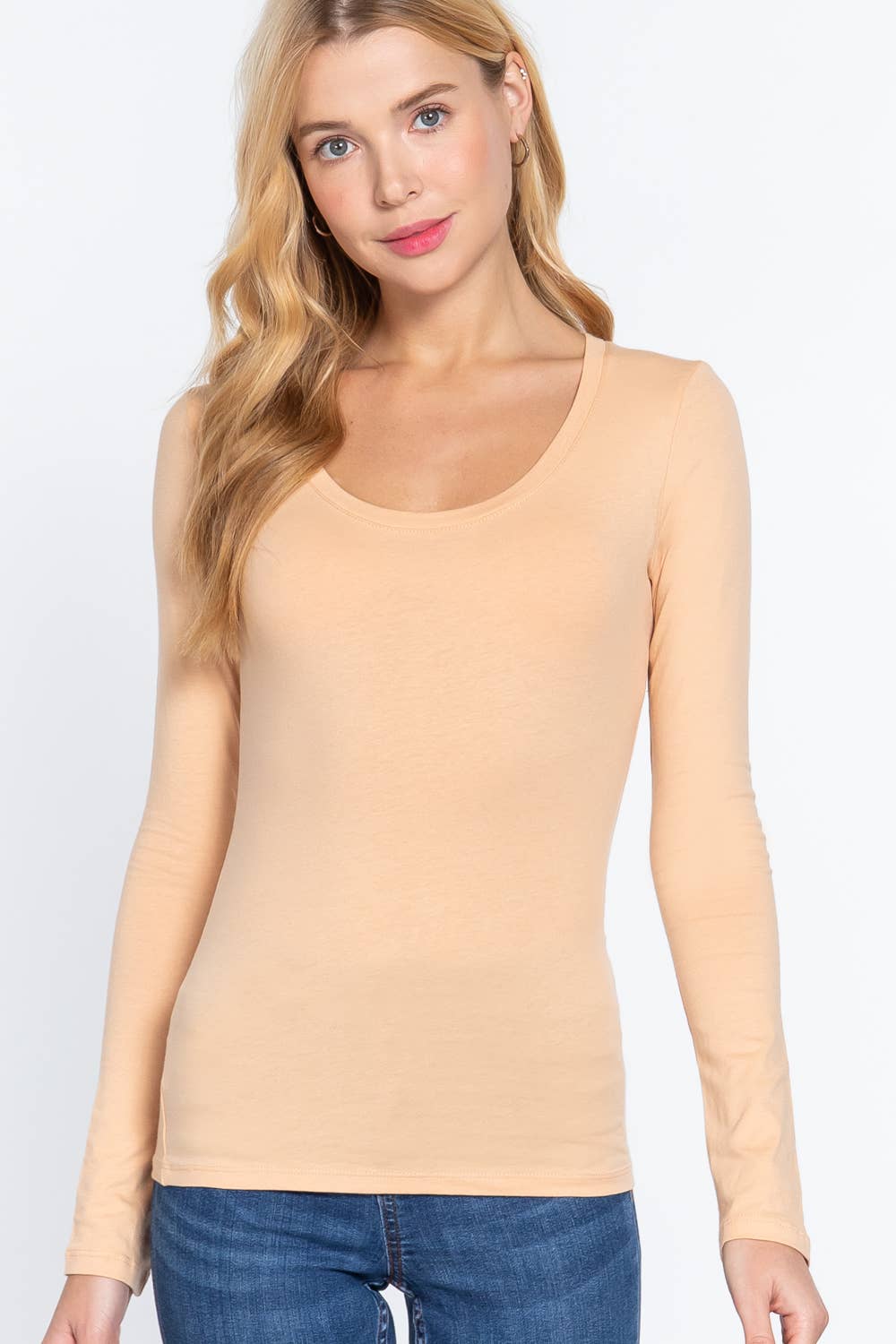 Active Basic | Active USA - Wholesale Knit Top - Women's - Long Sleeve Scoop Neck Top53