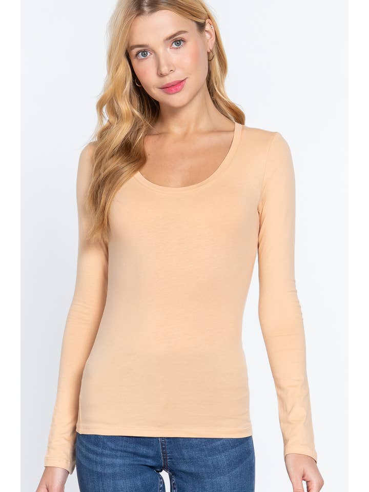 Active Basic | Active USA - Wholesale Knit Top - Women's - Long Sleeve Scoop Neck Top53
