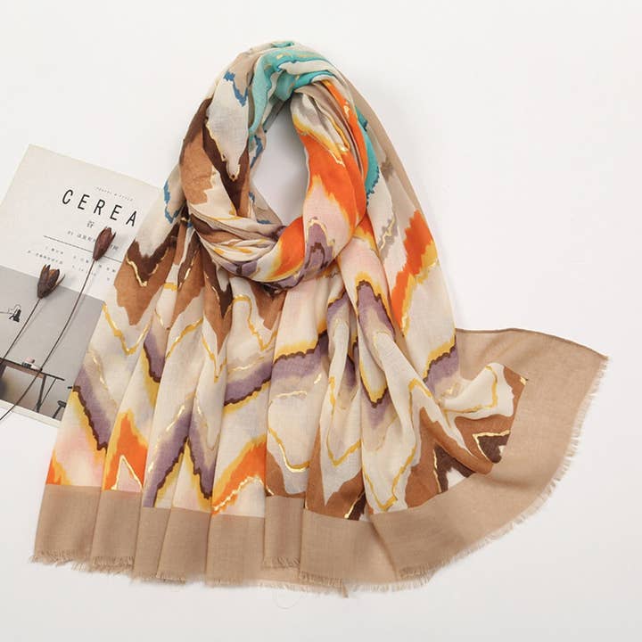 Funkyrel® Atzbranding Limited – wholesale Scarf – Women's – Scarvii - Color-Blocked Shawl Scarf with Tassels - Stylish & Versatile