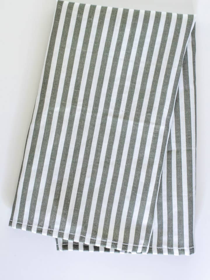 Awning Stripe Tea Towel Pewter for wholesale by Heirloomed Collection