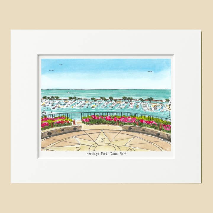 Dana Point Heritage Park Mattad Print, Konst från Kaliforniens kust för wholesale av Maria Langgle