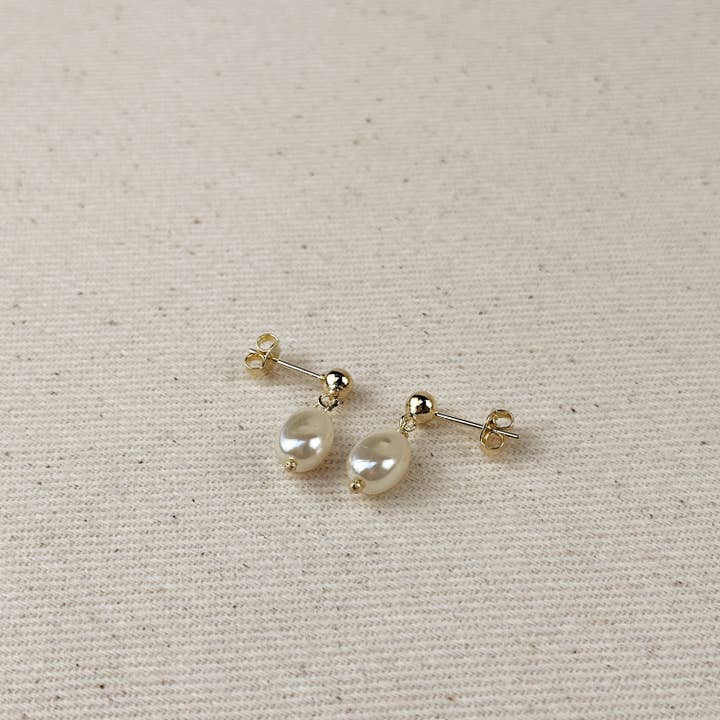 GoldFi - Wholesale Dangle Earrings - 18k Gold Filled Drop Baroque Pearl Earrings