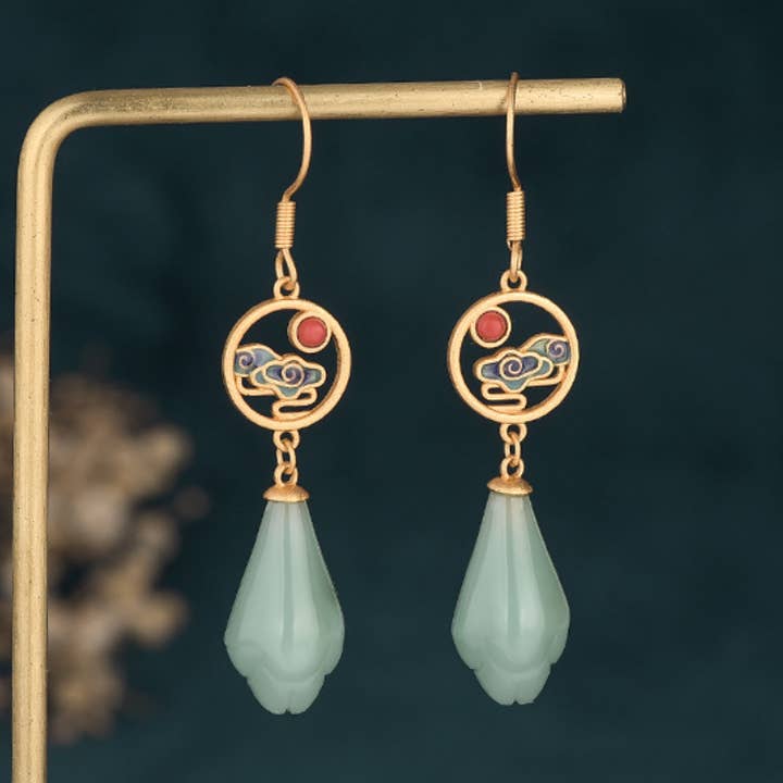 Brincos de esmalte estilo chinês por atacado de Bright MacMing