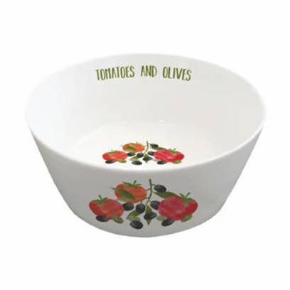 SMALL SERVING BOWL- TOMATOES & OLIVES for wholesale by Paperproducts Design • Ambiente