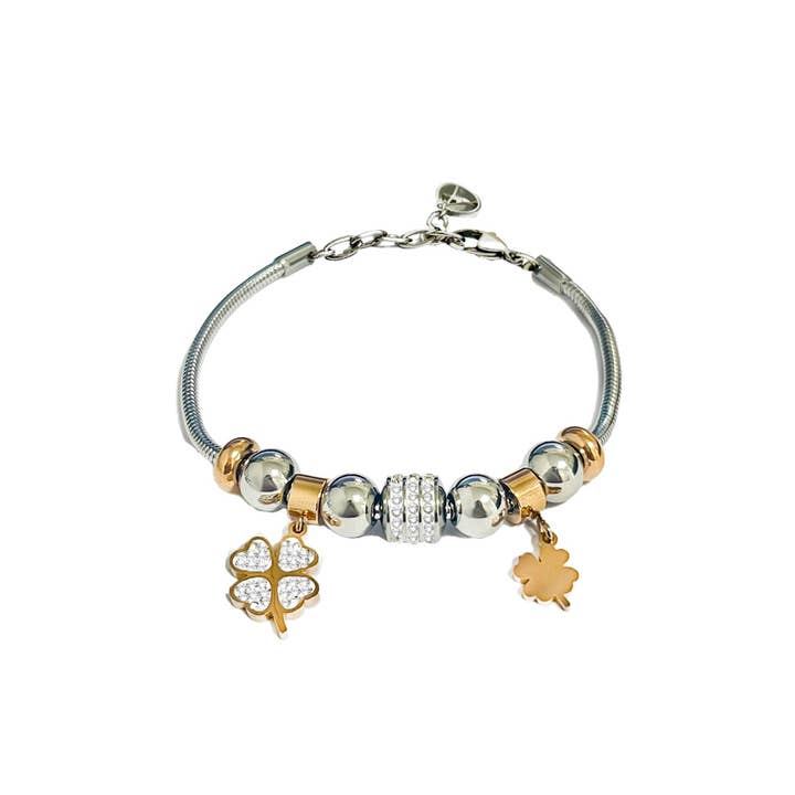 AMORINO SRL - Wholesale Charm/Dangle Bracelet - Bracelet with Four-Leaf Clover Charm - JN2131668B292