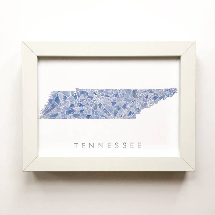 Tennessee State Watercolor Map - 8" x 10" ART PRINT for wholesale by Turn-of-the-Centuries