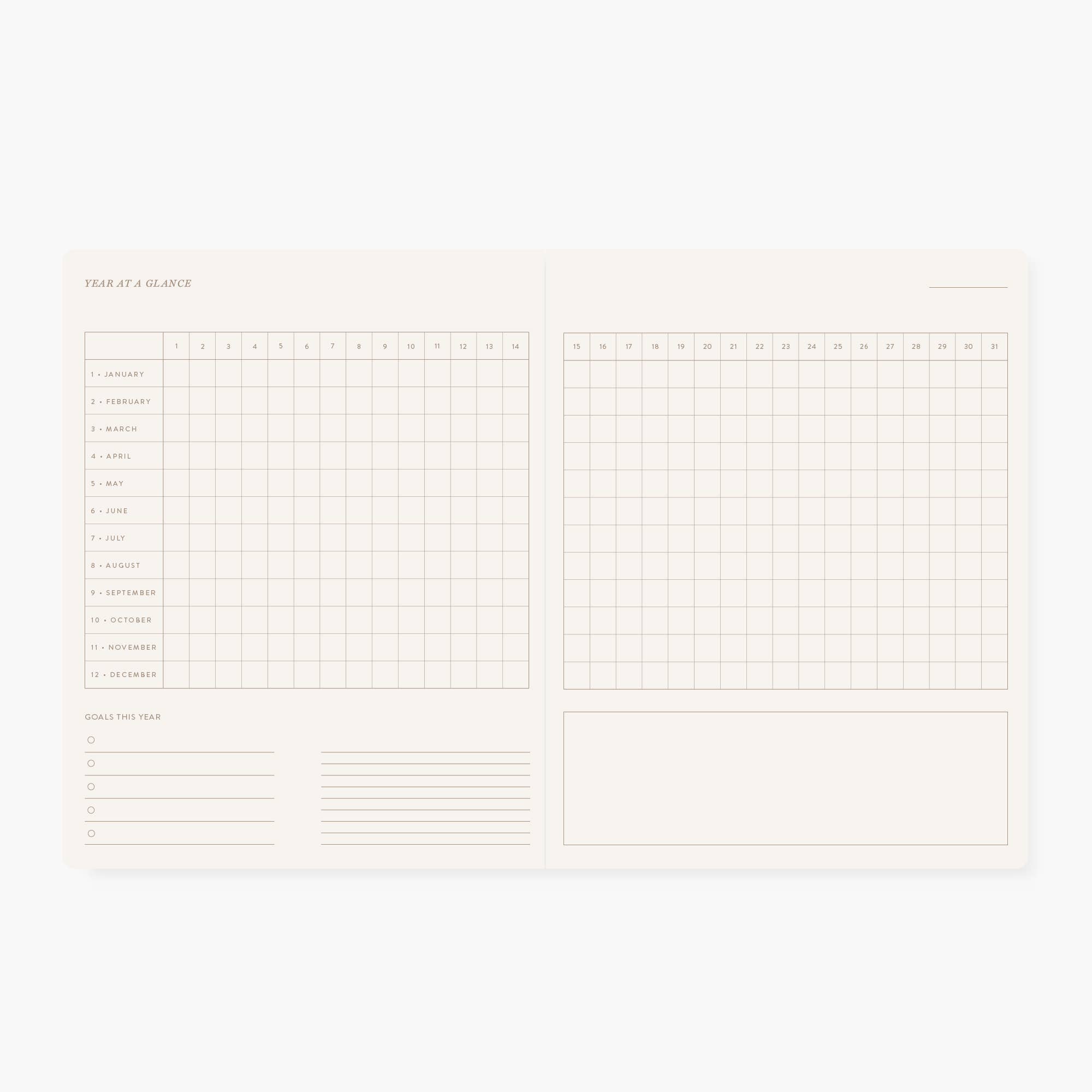 Botanica Paper Co. – Engroshandel Planner – Camellia | Kalender uden dato med månedlig planlægning4