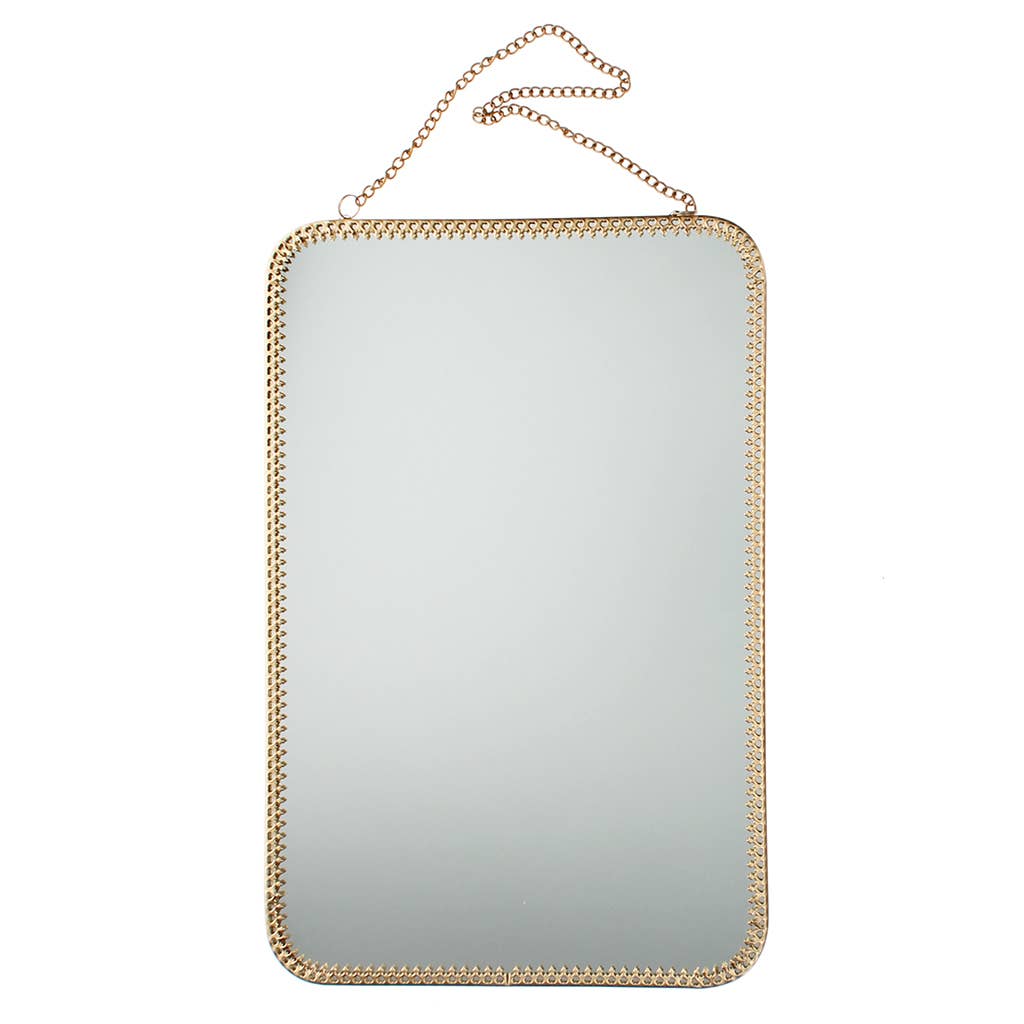Rex B2B - Europe - Wholesale Wall Mirror - Rectangular hanging mirror (29cm x 19cm) - Gold tone1
