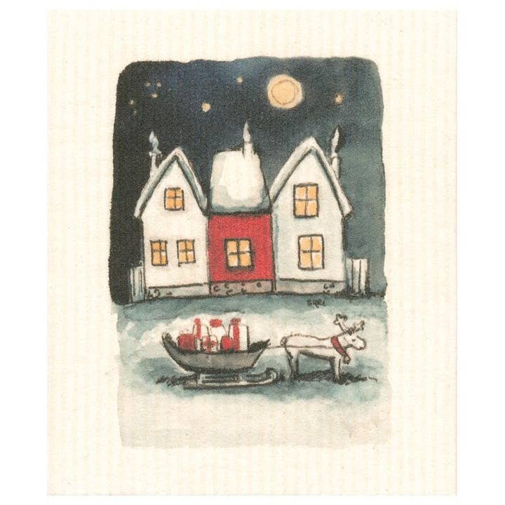 Sleigh Under Stars Swedish Towel for wholesale by Galleyware