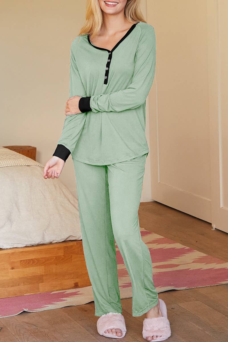 NINEXIS - Wholesale Sleepwear Set - Women's - CWSPJ033_COZY LONG SLEEVE HENLEY NECK PAJAMA SET13