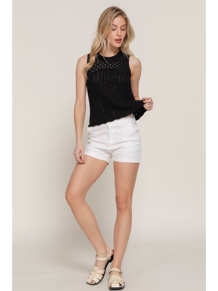 Active Basic | Active USA - Wholesale Tank top – Women′s - Sleeveless Round Neck Crochet Spring Sweater3
