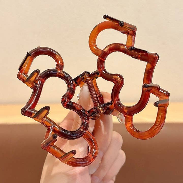 Bonbon Pince à cheveux en acrylique en forme de cœur de la Saint-Valentin à contraste de couleurs en vente sur Faire4