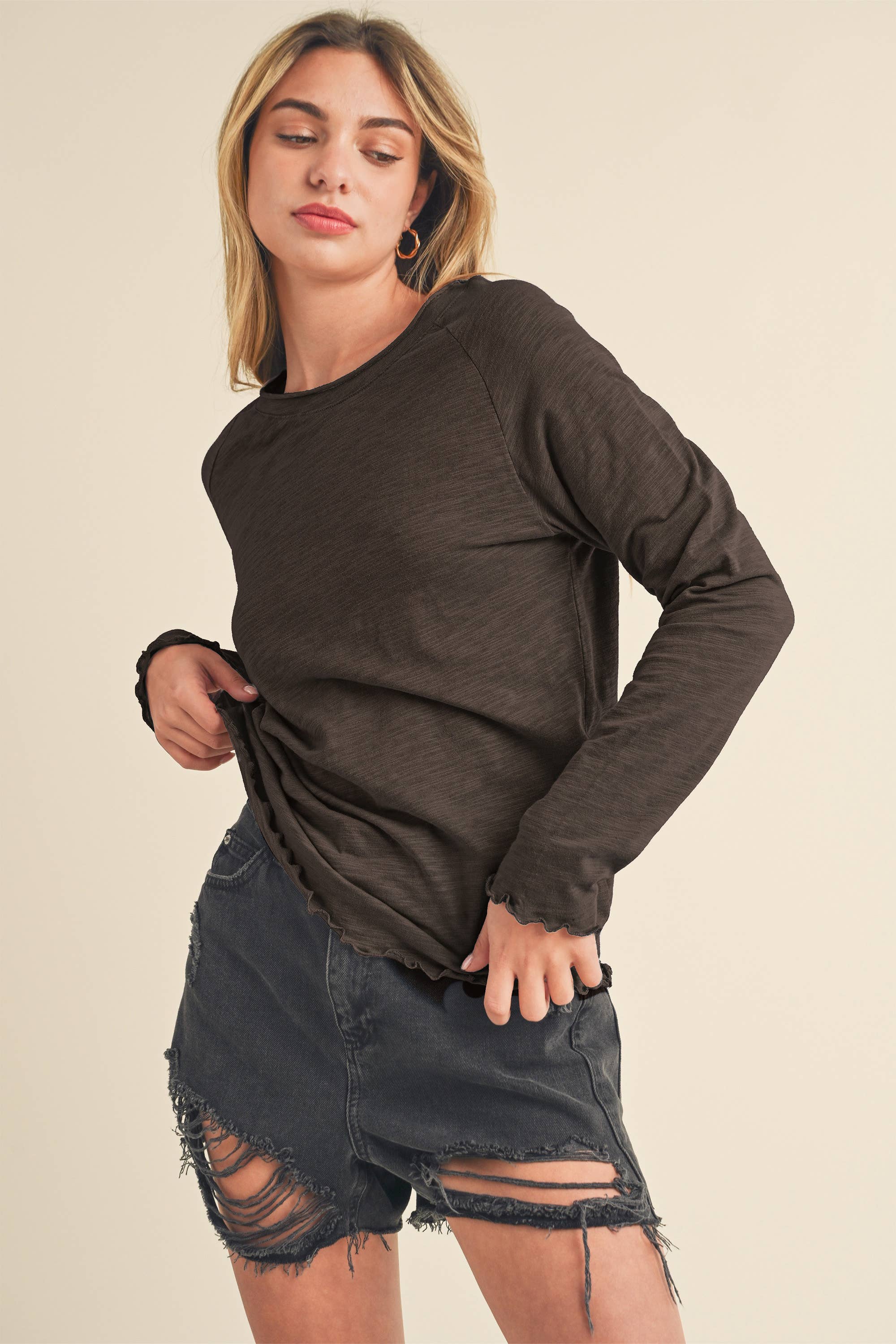 AEMI + CO - Wholesale T-Shirt - Women's - 8288DN Gwen Baby Long Sleeve Top38