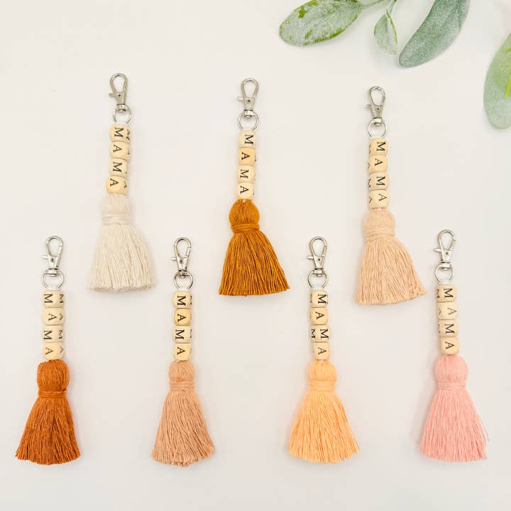 MarissaDDesigns - Wholesale Keychain - Women's - Macrame Mama Tassel Keychain | Handmade Boho Keychain | Mama14