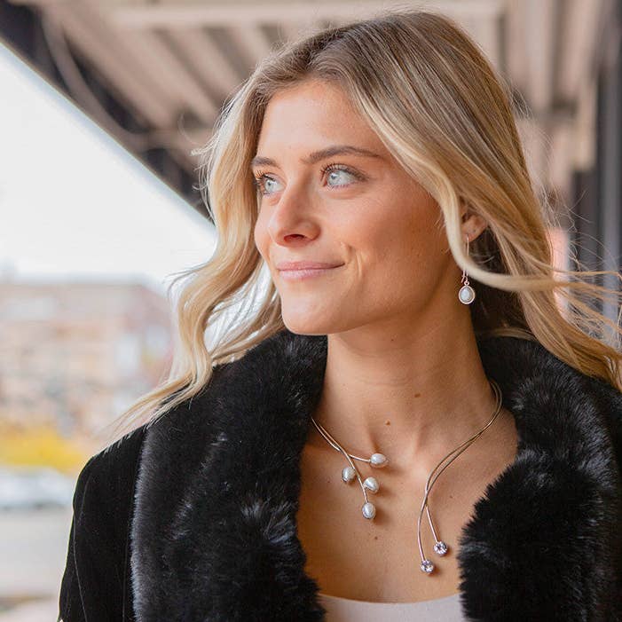 Double Choker w/ Pearls & Crystals for wholesale by Corazón Sterling