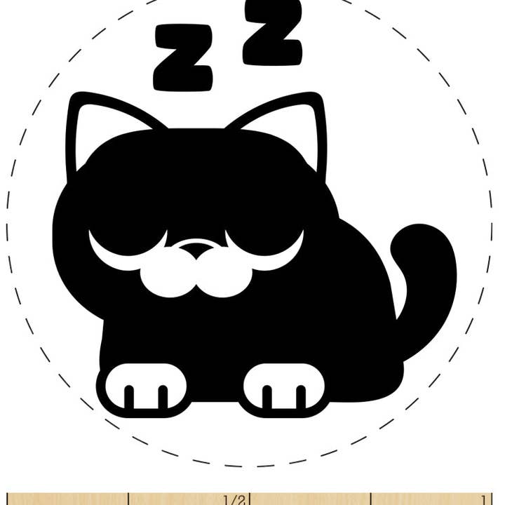 Round Cat Sleeping Self-Inking Rubber Stamp for Stamping Crafting Planners for wholesale by Sniggle Sloth