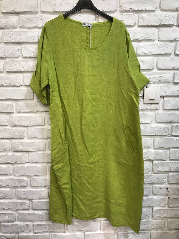 la maison des fibres naturelles - Wholesale Dress - Women's - Round neck dress in 100% linen 676139