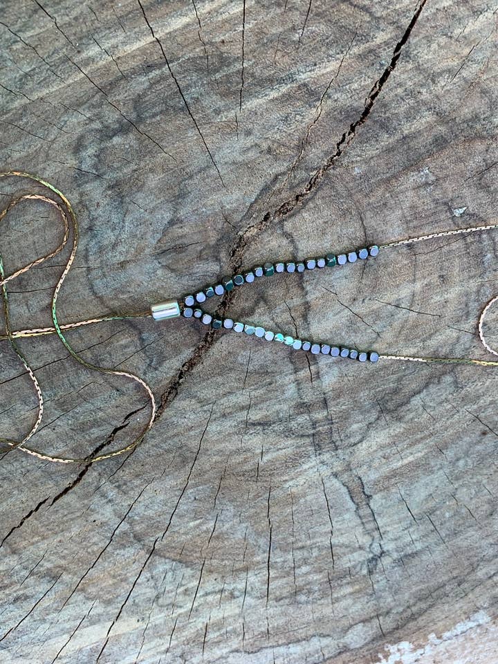 Collier avec fermeture éclair Y-Style Gunmetal avec argent pour la vente par Laborde Jewelry