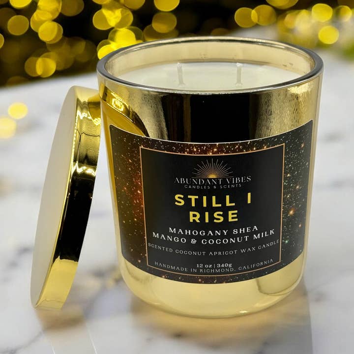 Still I Rise Candle (Mahogany Shea + Mango & Coconut Milk) for wholesale by Abundant Vibes Candles & Scents
