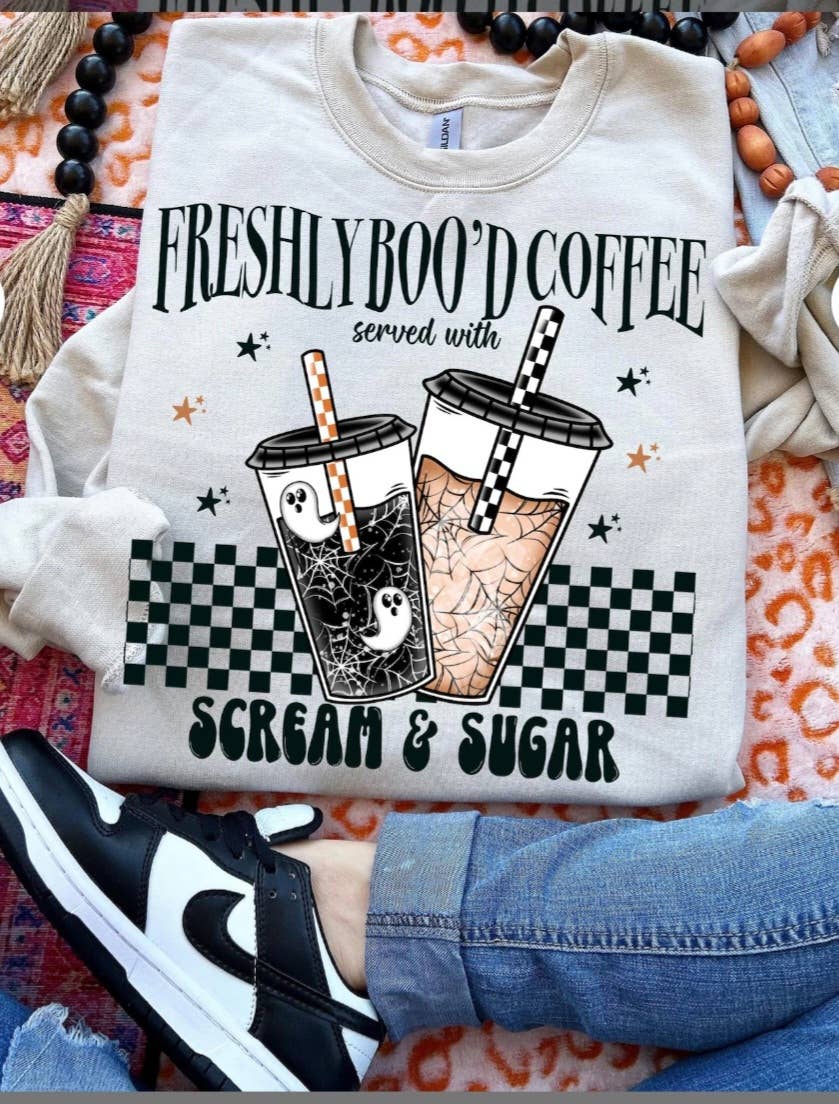 4 little hearts - Wholesale Graphic Sweatshirt - Women's - Freshly boo'd coffee graphic sweatshirt