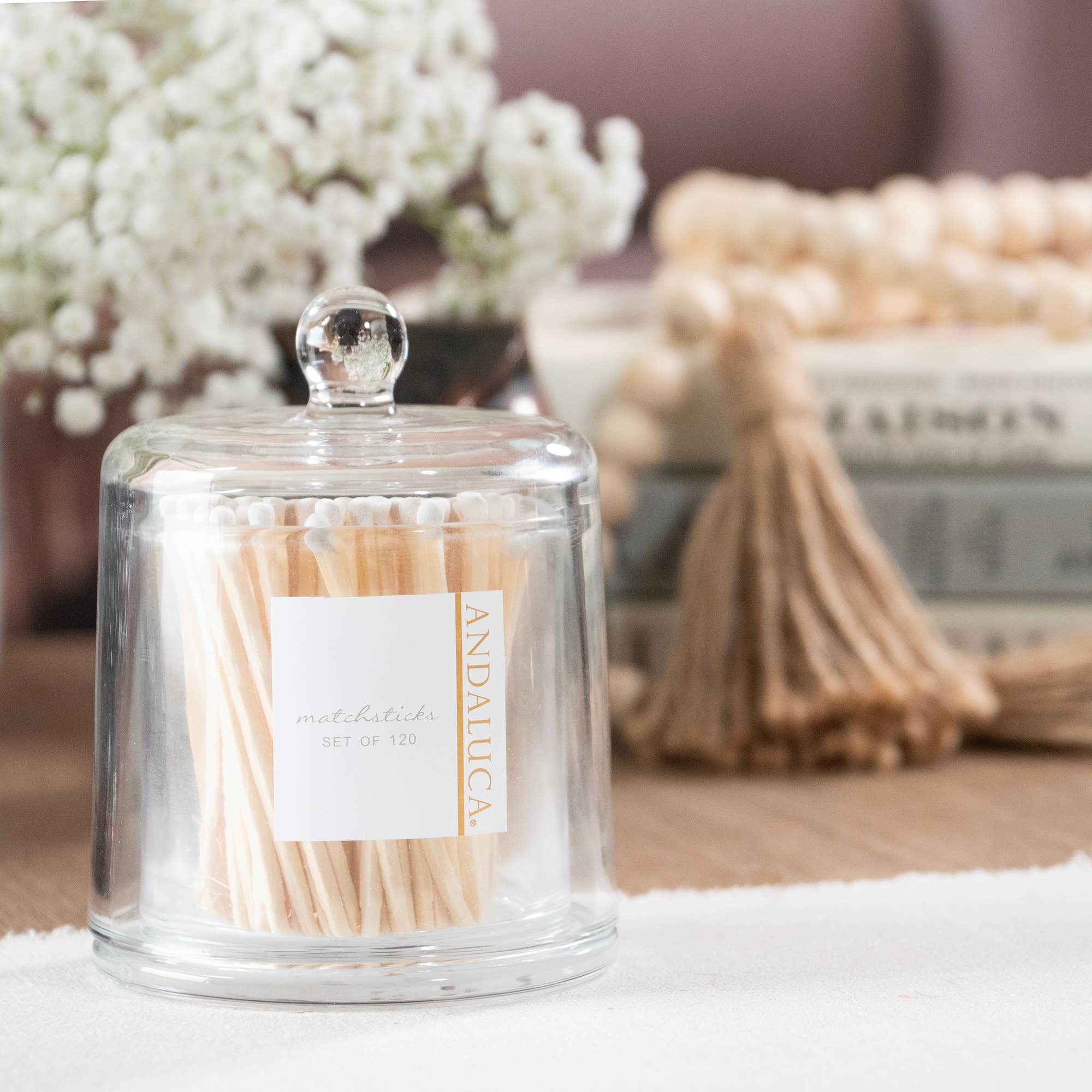 Andaluca - Wholesale Matches - Glass Jar with Lid & 120 Wooden White Matches2