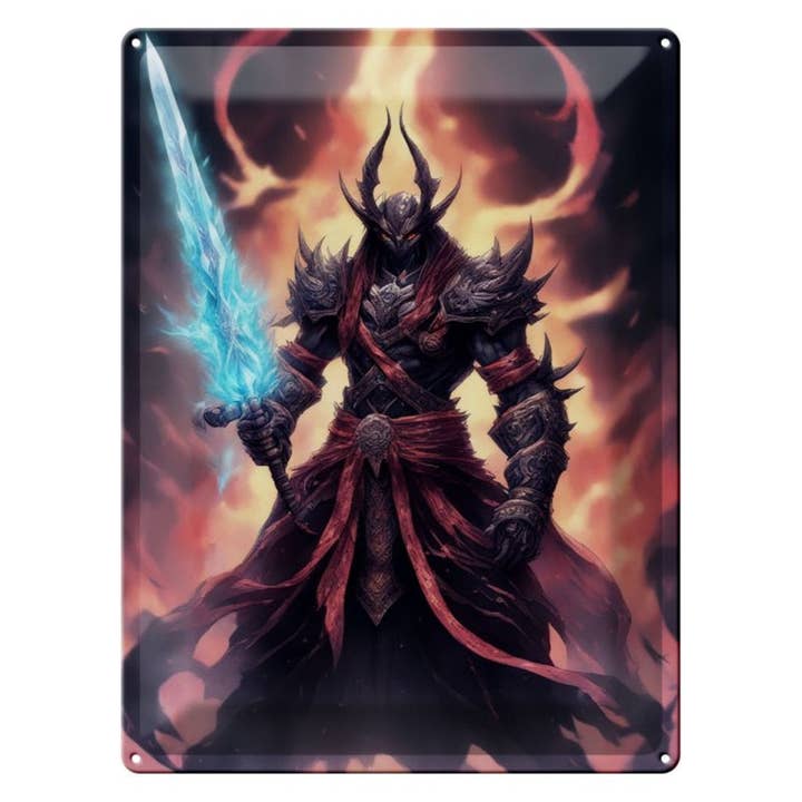 Femer - Vendita all'ingrosso Cartelli - Targa in metallo 30 x 40 cm Cursed Spectral Blades Fighter