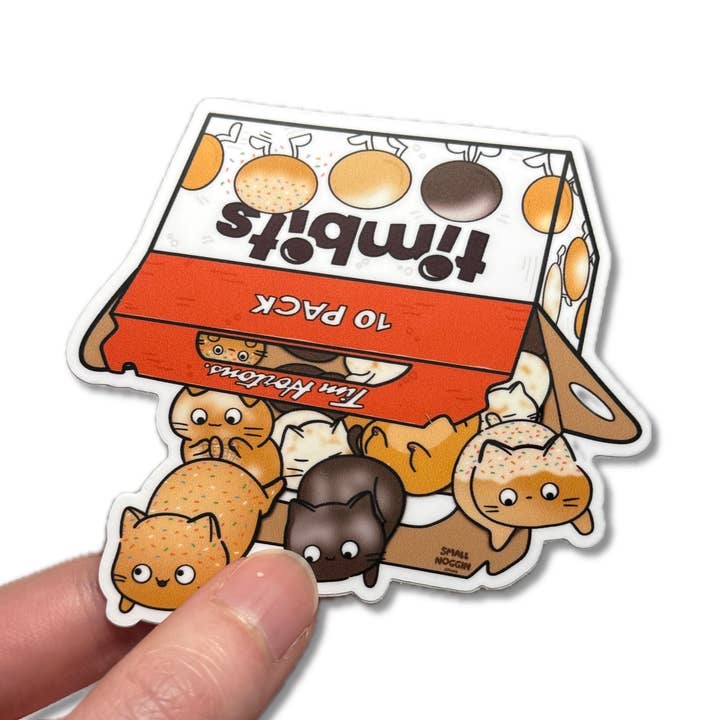 Small Noggin Studios - Wholesale Sticker - Tim Horton Timbits Cat Donuts Vinyl Sticker0