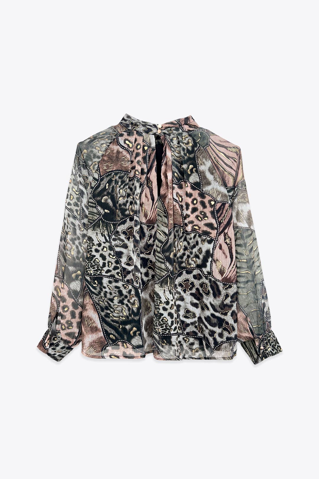 ELLI WHITE - Wholesale Blouse - Women's - Animal print blouse with golden highlights2