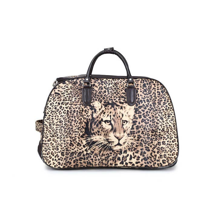 Papaya Fashion Ltd - Venta al por mayor Maletas - Maleta grande Holdall-512 ruedas con estampado de leopardo