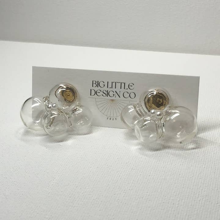 Big Little Design Co – wholesale Dangle earrings – Glass Bubble Earrings (Mini with Faux Pearls) - The Doyle Jr3
