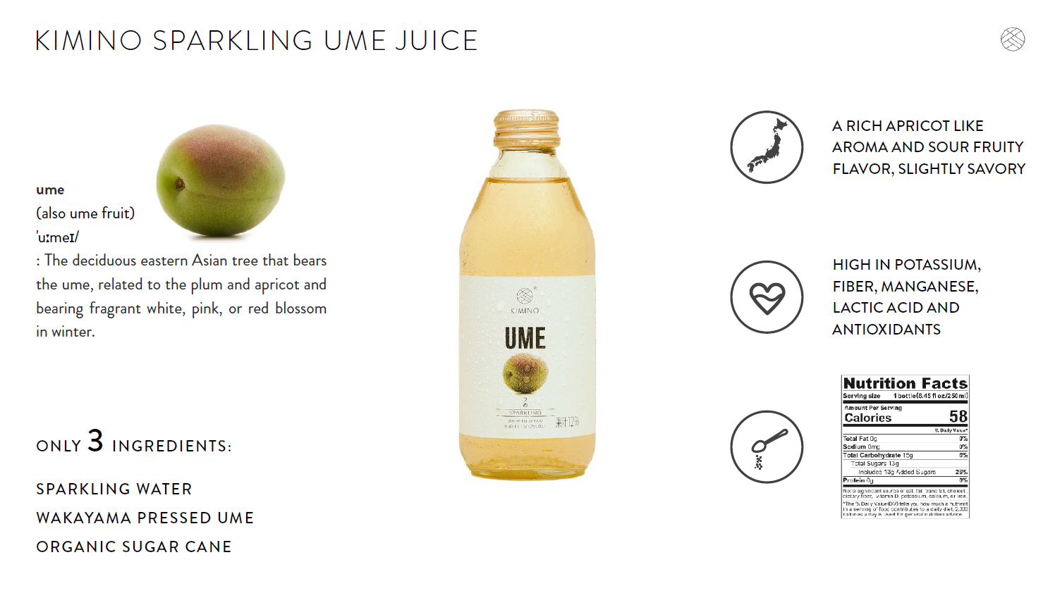KIMINO Europe – wholesale Soda/carbonated drink – Ume Sparkling Juice 24 x 250ml1