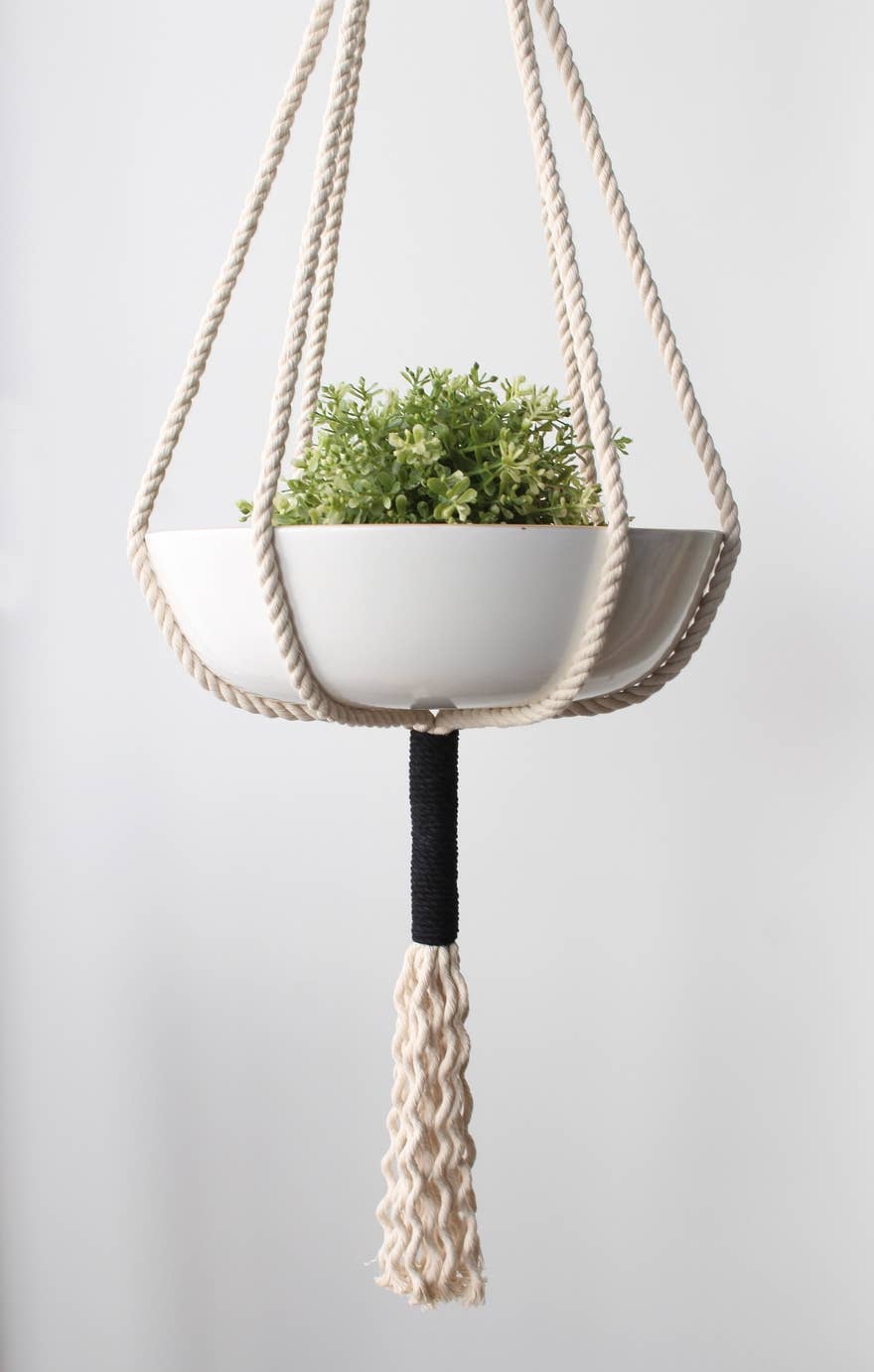 Freefille Market - Vendita all'ingrosso Fioriere a sospensione - Portavaso Sospeso in Macramè di Cotone Nero, Vaso da Appendere Unico1