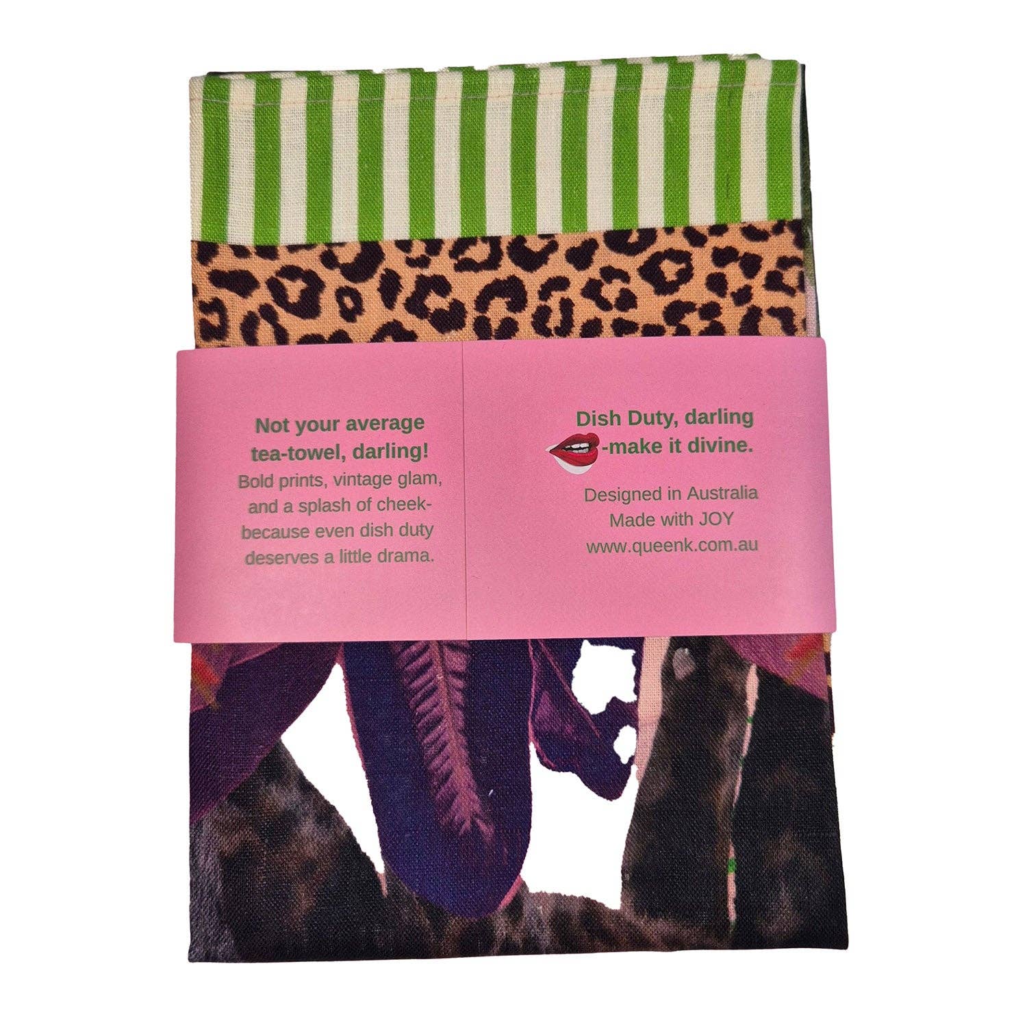 Queen K - Wholesale Tea towel - Jungle Walk Pink Wild Glamour 100% Linen Tea Towel4