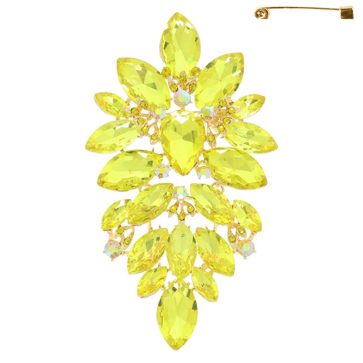 SP Sophia Collection - Wholesale Brooch - Floral Geo Shape Jeweled Cluster Brooch Pin 8