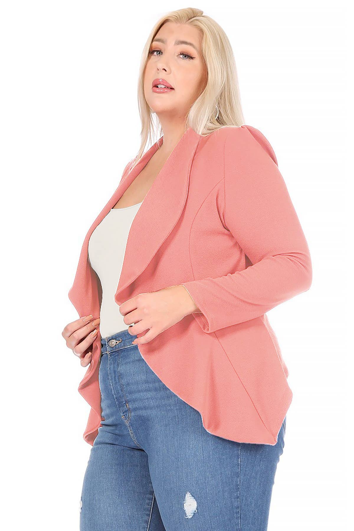 MOA COLLECTION - Wholesale Blazer - Women's - Women's Plus Size Solid Long Sleeve Office Blazer Jacket12