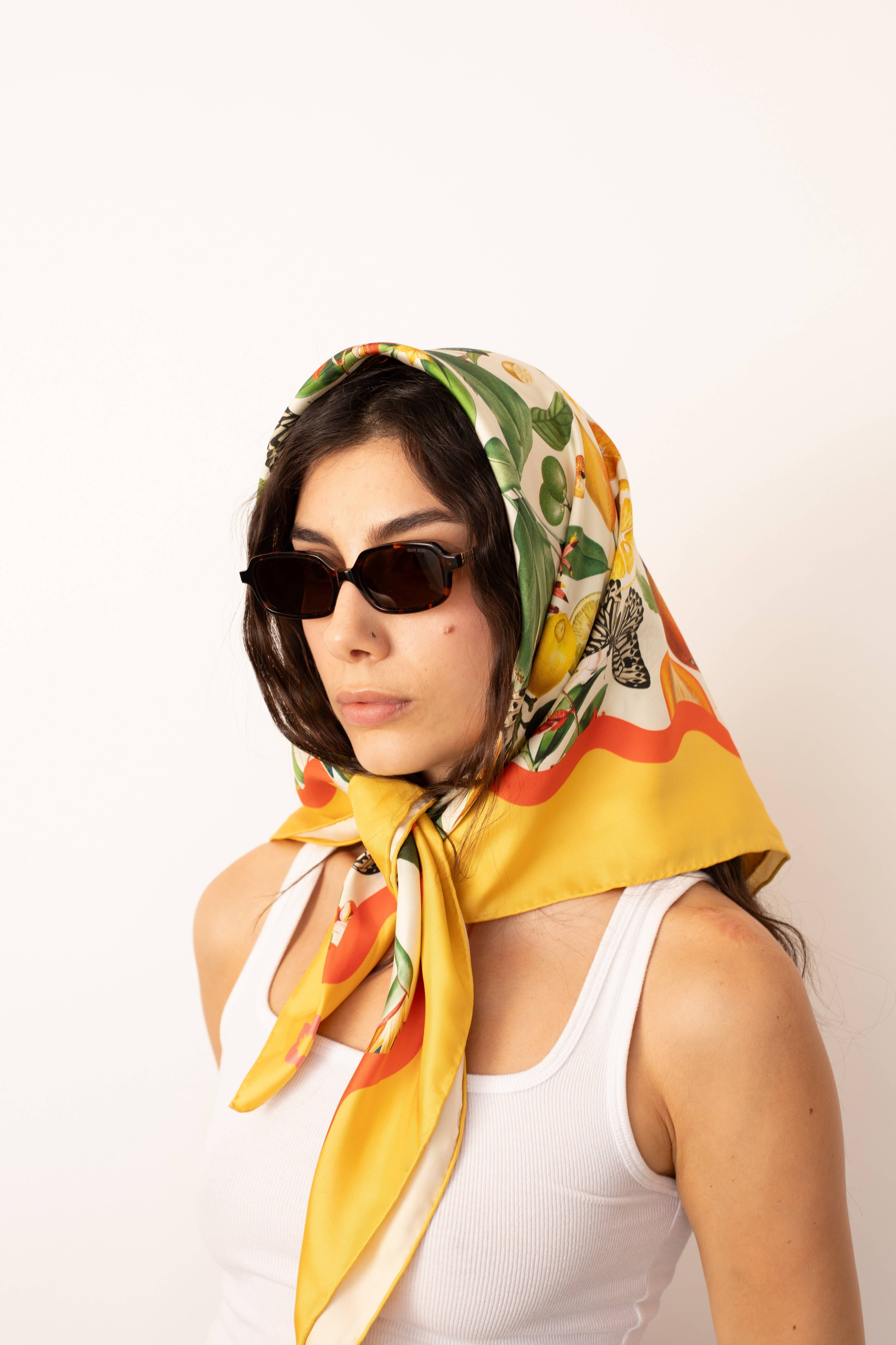 Kasama - Wholesale Scarf - Women's - Mango Silk Scarf, Yellow 100% Silk Twill0