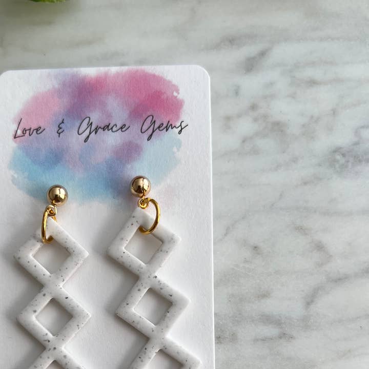 Rhombus Dangle Øreringe for engroshandel hos Love & Grace Gems LLC