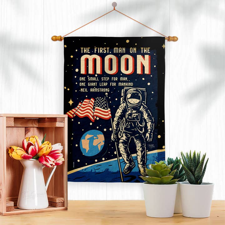 Two Group Flag Co - Venta al por mayor Bandera y manga de viento - Bandera de decoración espacial Cosmos de primeros hombres en la luna