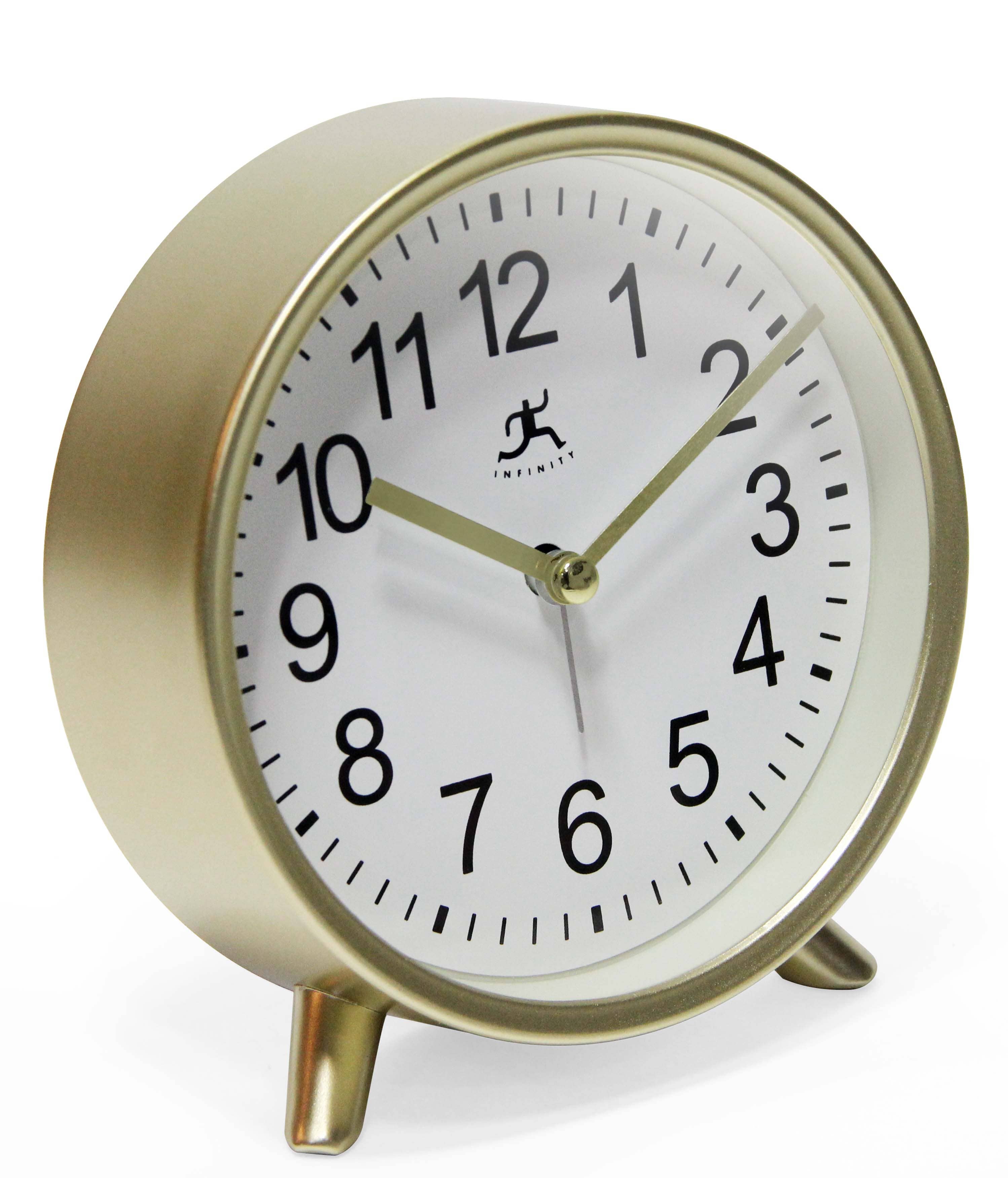 Infinity Instruments - Wholesale Desk Clock - Table Clock Round Gold Tabletop Clock Alarm 5.75 Inch2