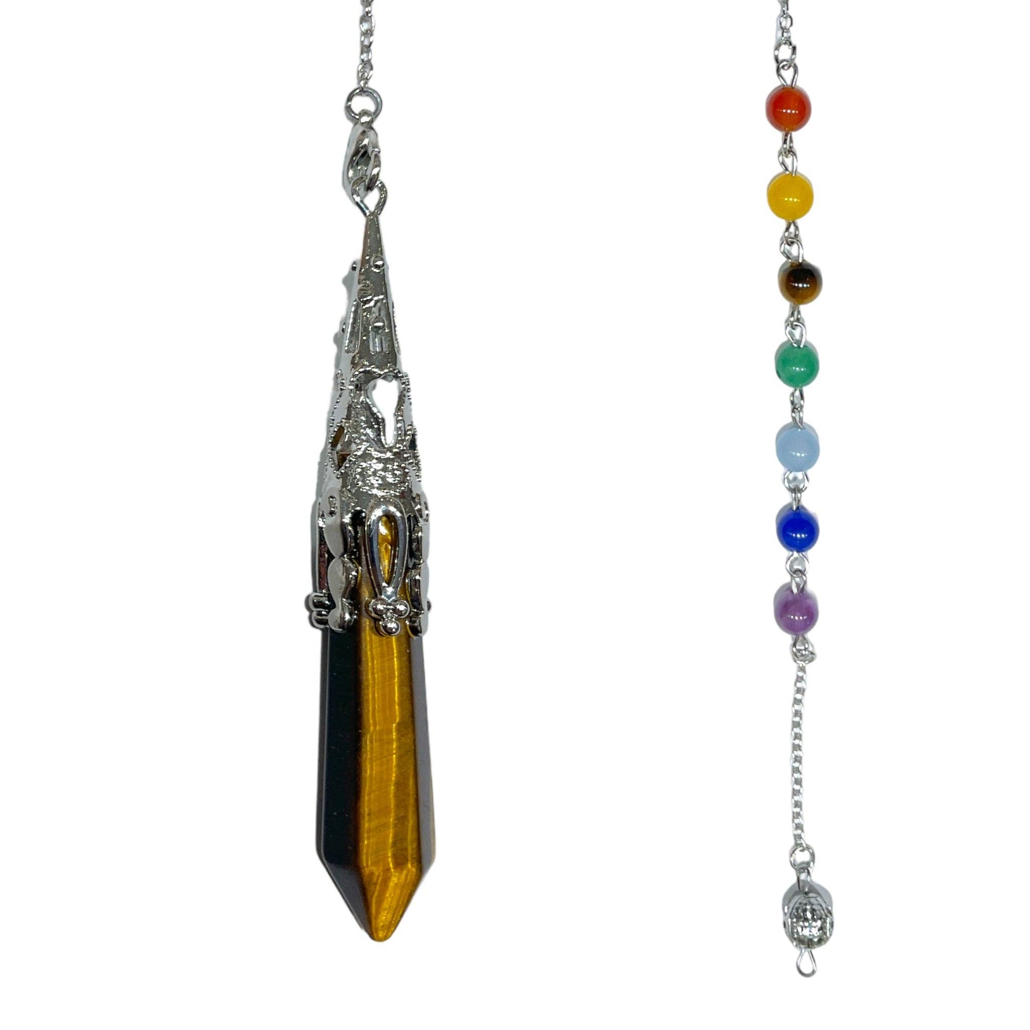 Foliesbijoux - Wholesale Meditation Supplies - Pendulum clock with 7 Chakras tiger's eye0