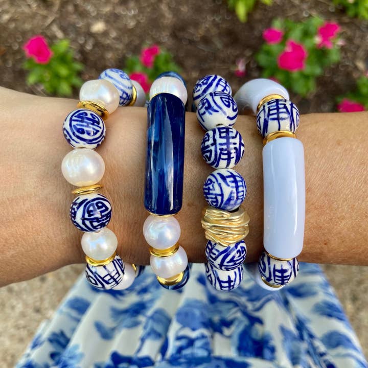 Traci's Beads - Wholesale Beaded Bracelet - Chinoiserie Bracelet • Blue1
