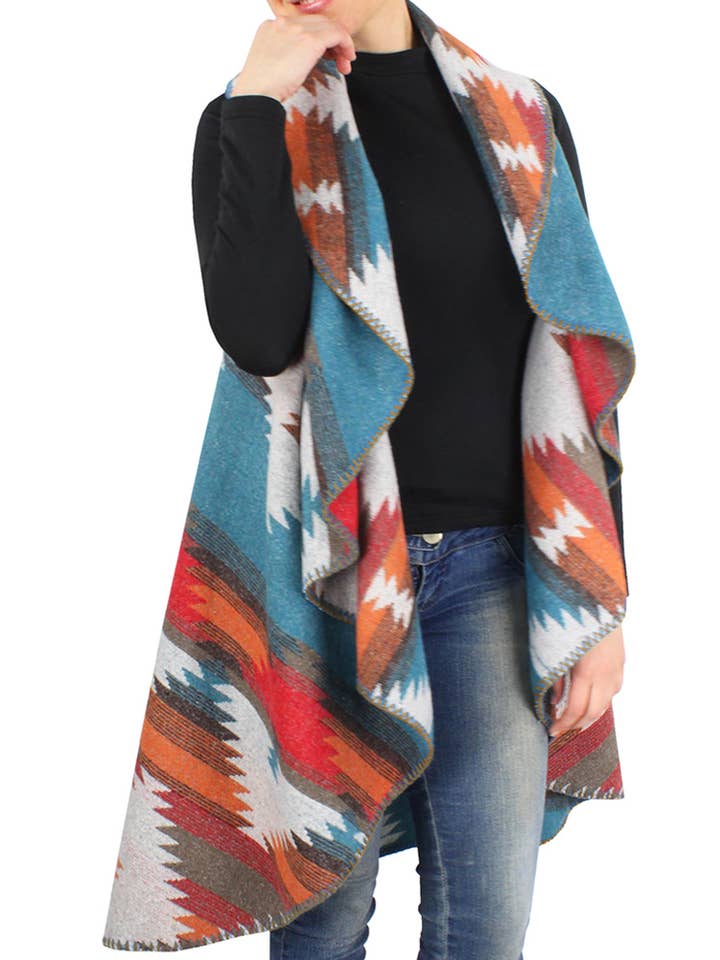 Hana - Venta al por mayor Chaleco de abrigo - Mujer - Chaleco redondo estampado western8