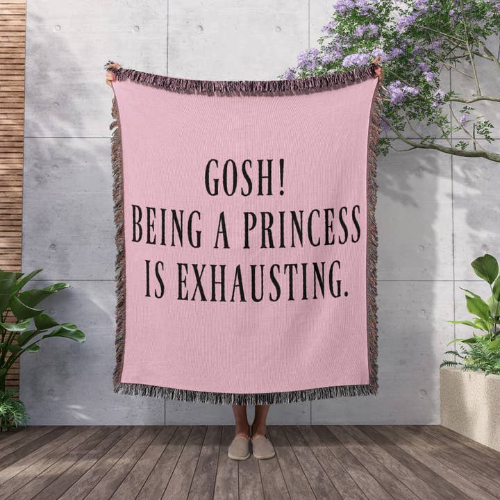 3dRose - Wholesale Throw Blanket - 3dRose, Gosh, being a princess is exhausting, black letters on pink background, Blanket2