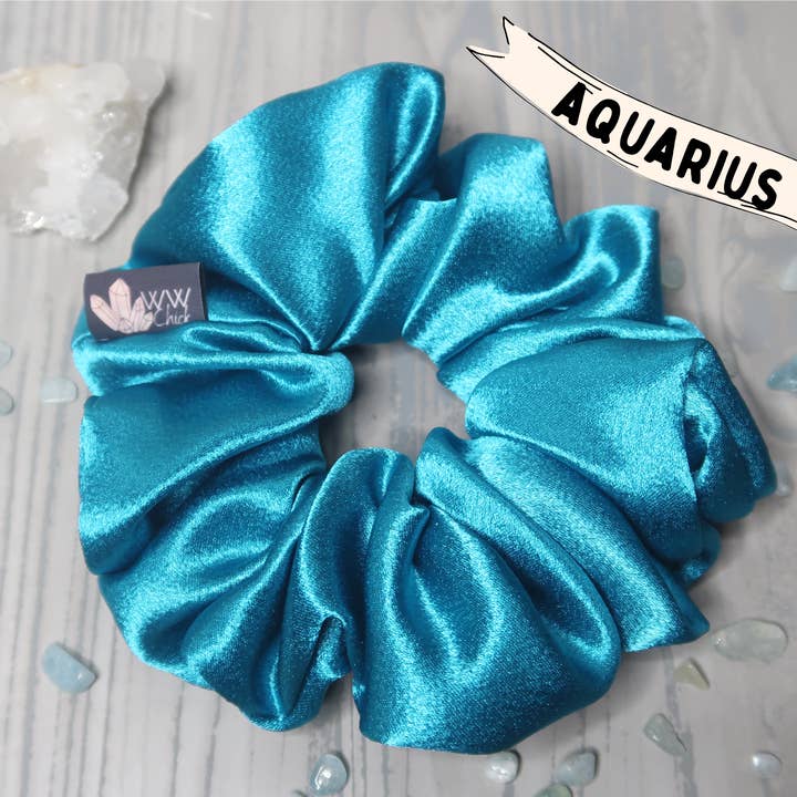 Aquarius Hair Scrunchie, Aqua Marine -REGULAR size for wholesale by Woowoochickdesigns