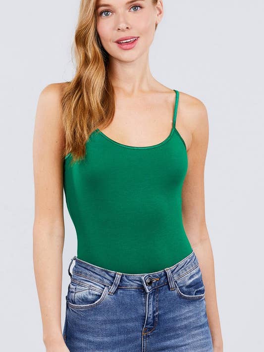 Solid Cami Bodysuit with Adjustable Spaghetti Straps for wholesale by Active Basic | Active USA