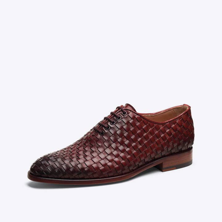 40656/00 - Oxford à coupe unique en cuir tressé bordeaux pour homme pour la vente par Centenário