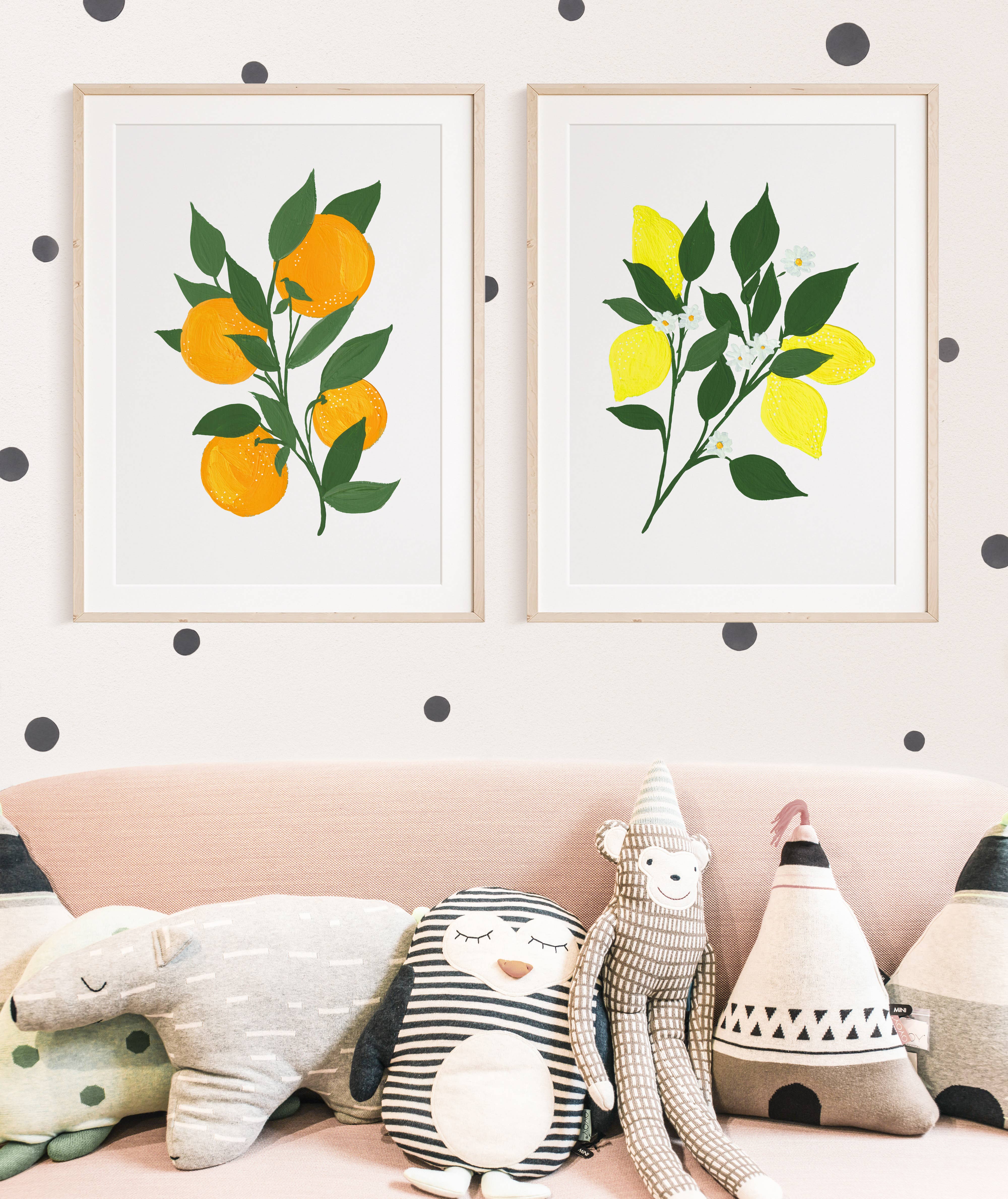 Emerald and Ivy Studios LLC - Wholesale Art Print - Lemons and Oranges Citrus Branches Watercolor Fine Art Print3