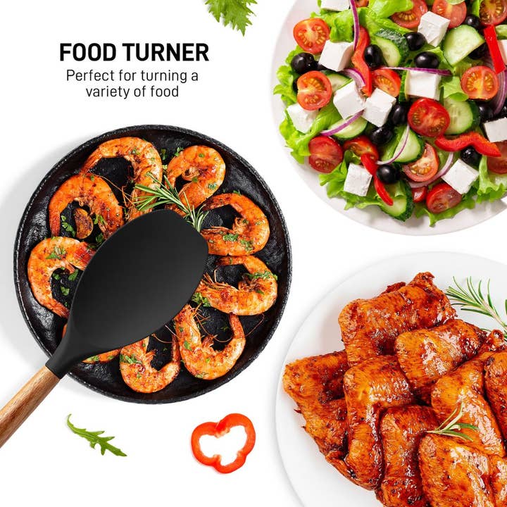 Zulay Kitchen - Wholesale Kitchen Utensil Set - 5-Piece Silicone Utensils Set with Wooden Handles33