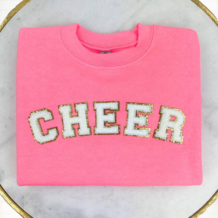 Youth Cheer Patch Sweatshirt for engroshandel hos Nikkilynn Wholesale