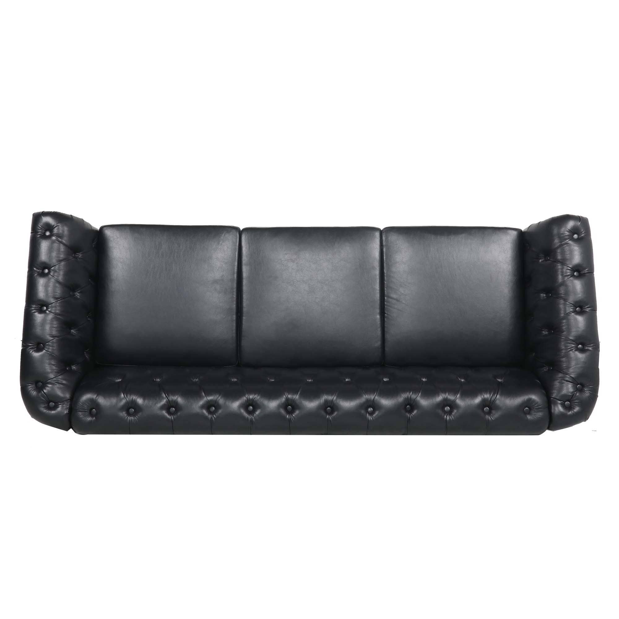 39F Inc. - Wholesale Chair - 84.65''BLACK PU Rolled Arm Chesterfield 3 Seater Sofa,6Color23
